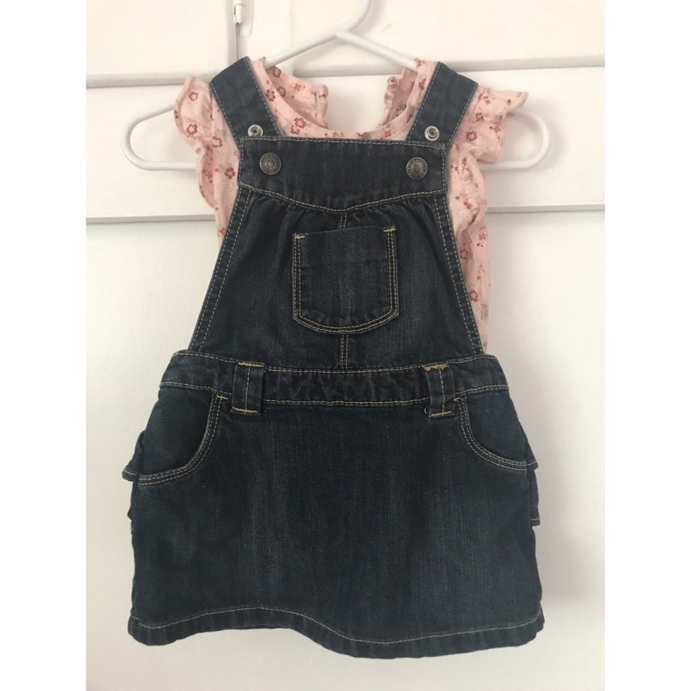 Old navy overall dress and baby Gap Top